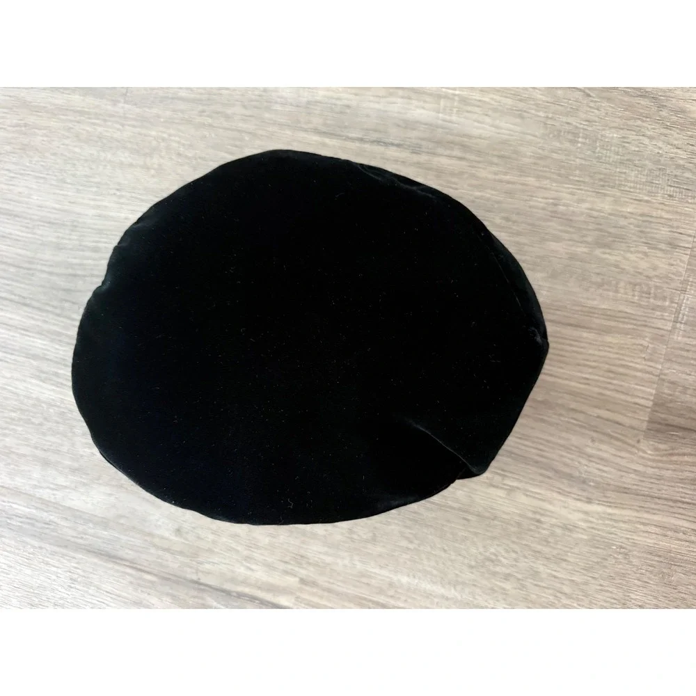 Liz Claiborne Vintage 90s Black Velvet Bucket Cloche Hat Buckle Bow